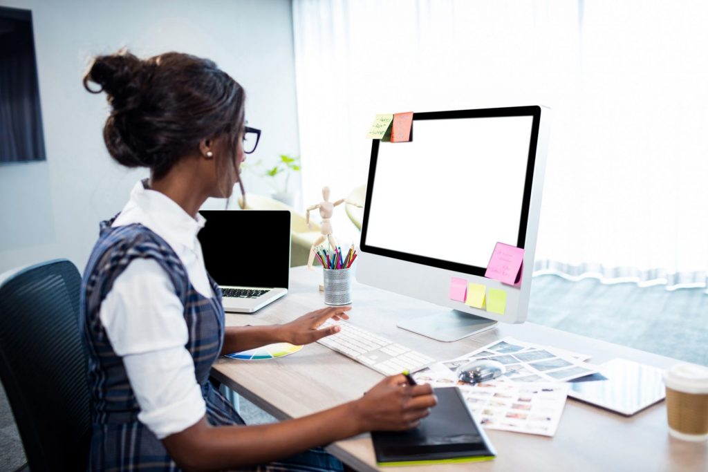 Businesswoman using a computer